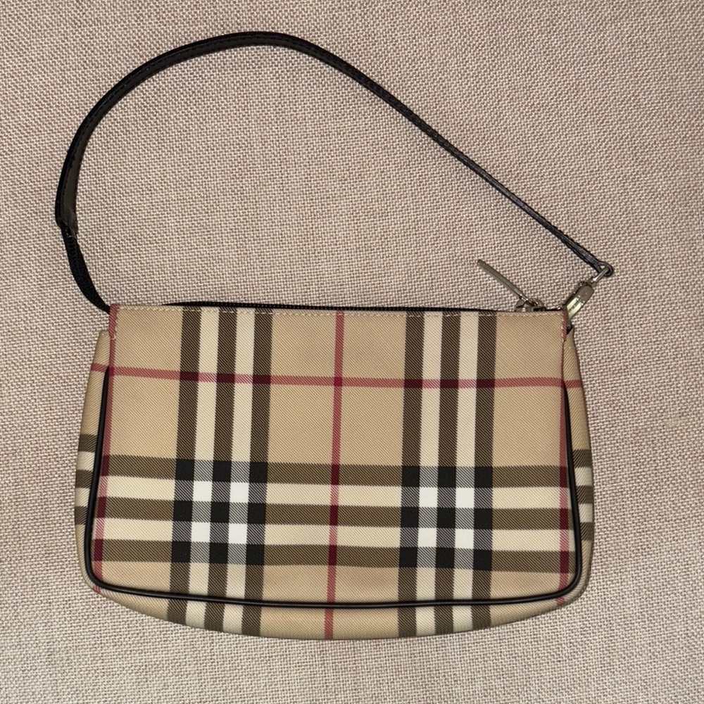 Burberry Cream and Black Clutch with Signature Style